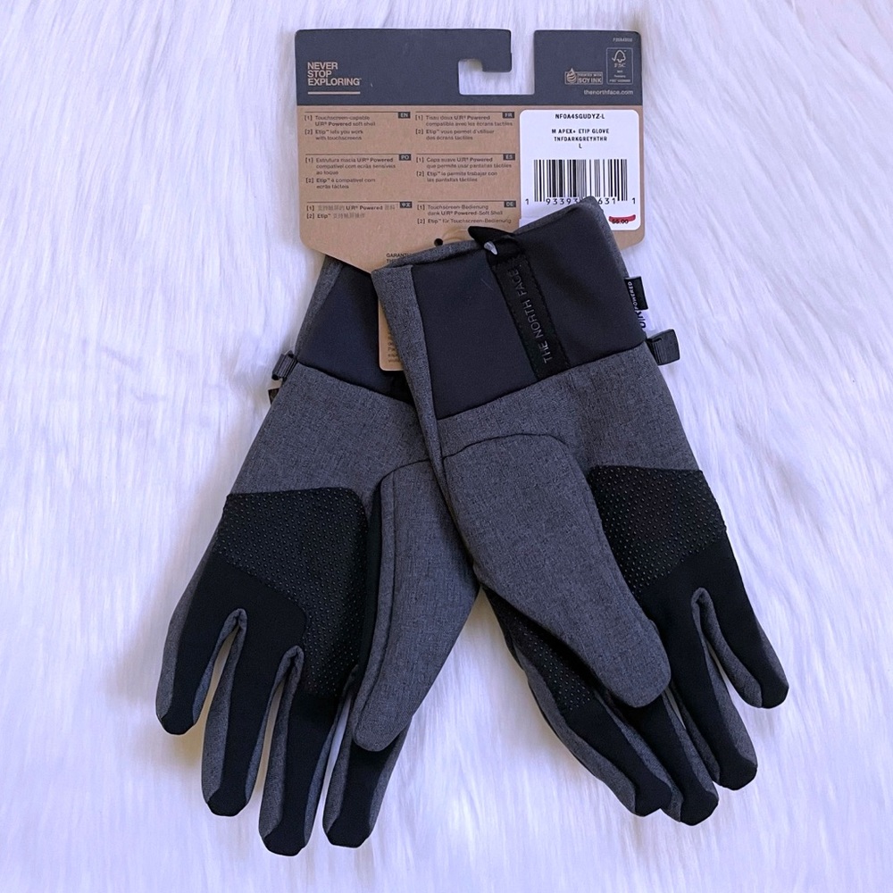 The North Face Men’s Apex+ Etip Grey Gloves - Picture 3 of 6